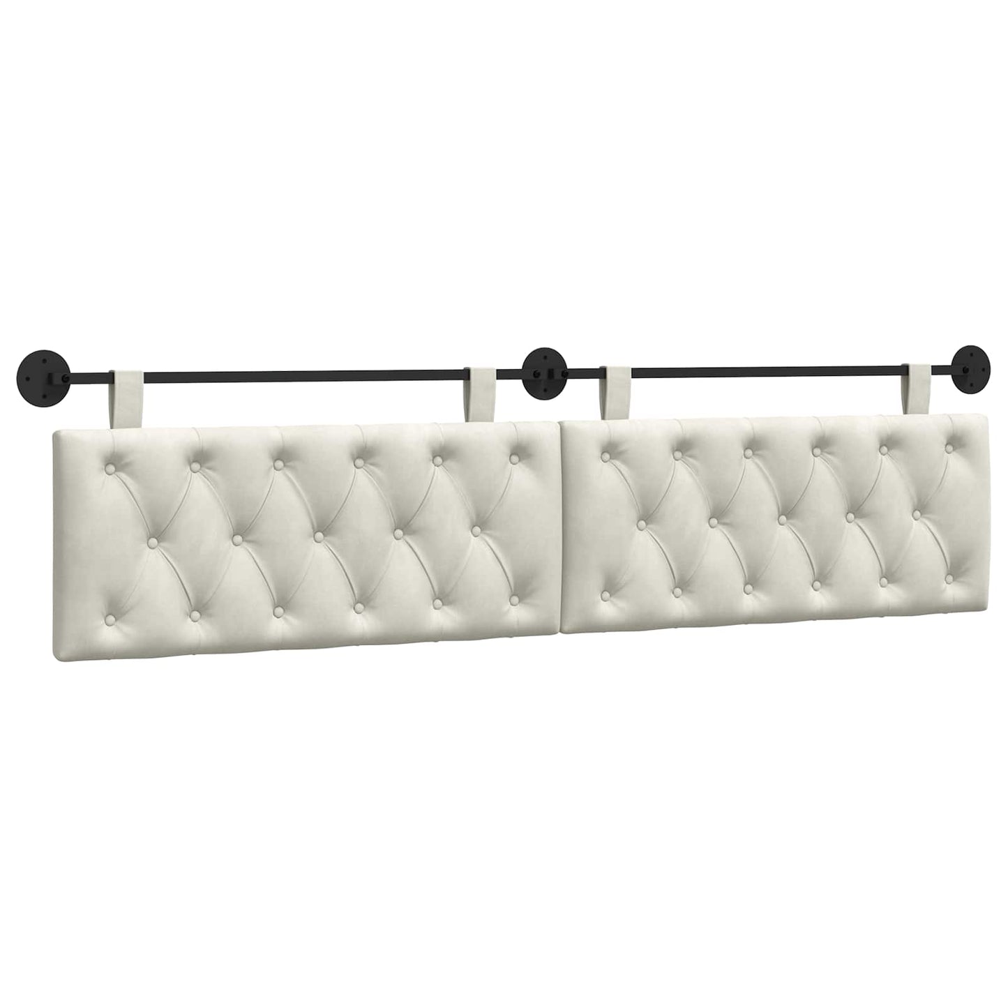 Hangend Hoofdeinde Wandgemonteerd Crème 210 x 55 x 7 cm Fluweel