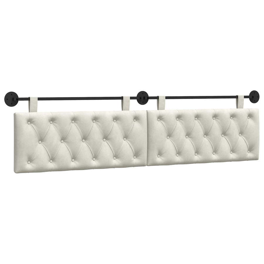 Hangend Hoofdeinde Wandgemonteerd Crème 210 x 55 x 7 cm Fluweel