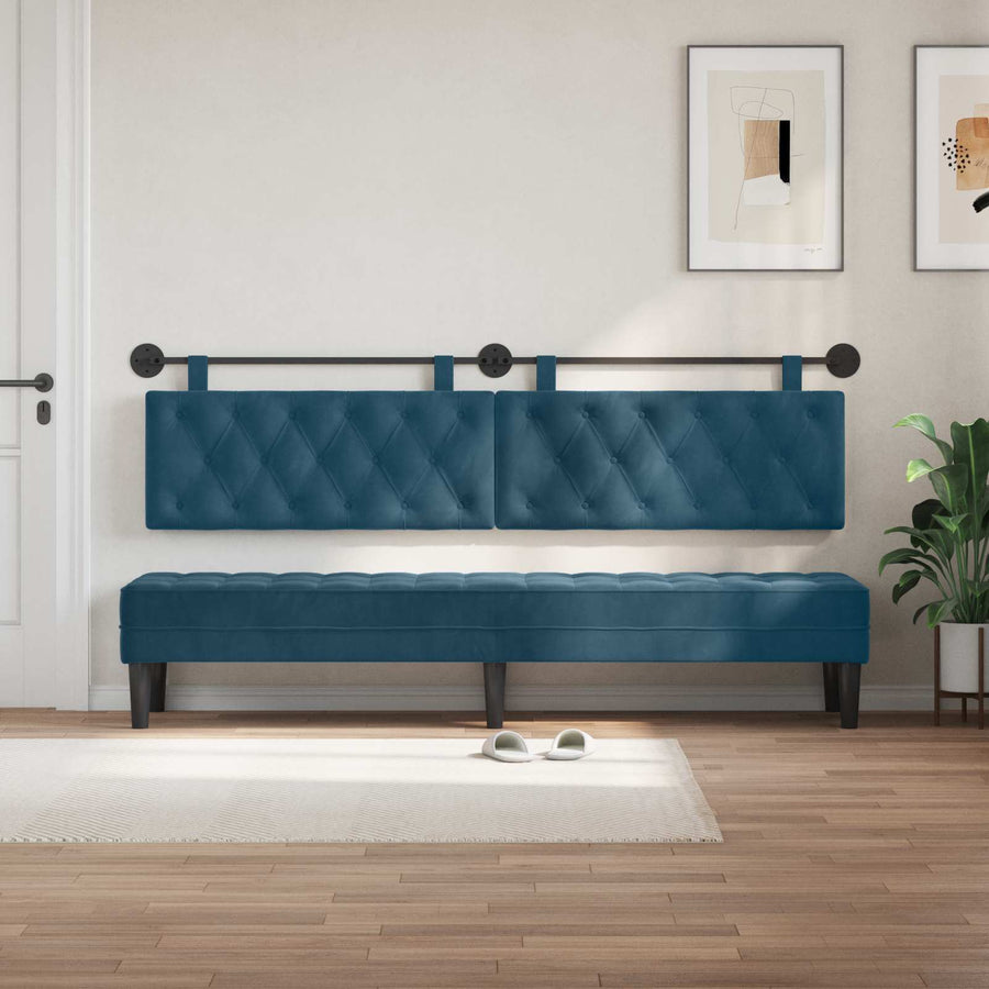 Hangend Hoofdeinde Wandgemonteerd Blauw 210 x 55 x 7 cm Fluweel
