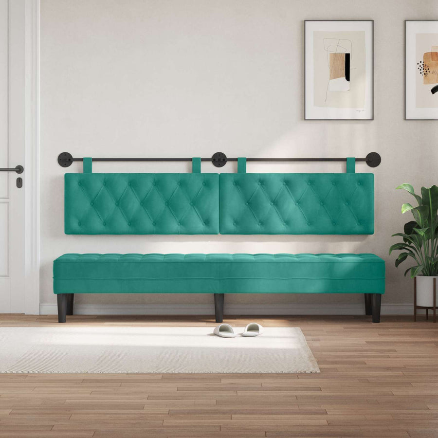 Hangend Hoofdeinde Turquoise 210 x 55 x 7 cm Fluweel