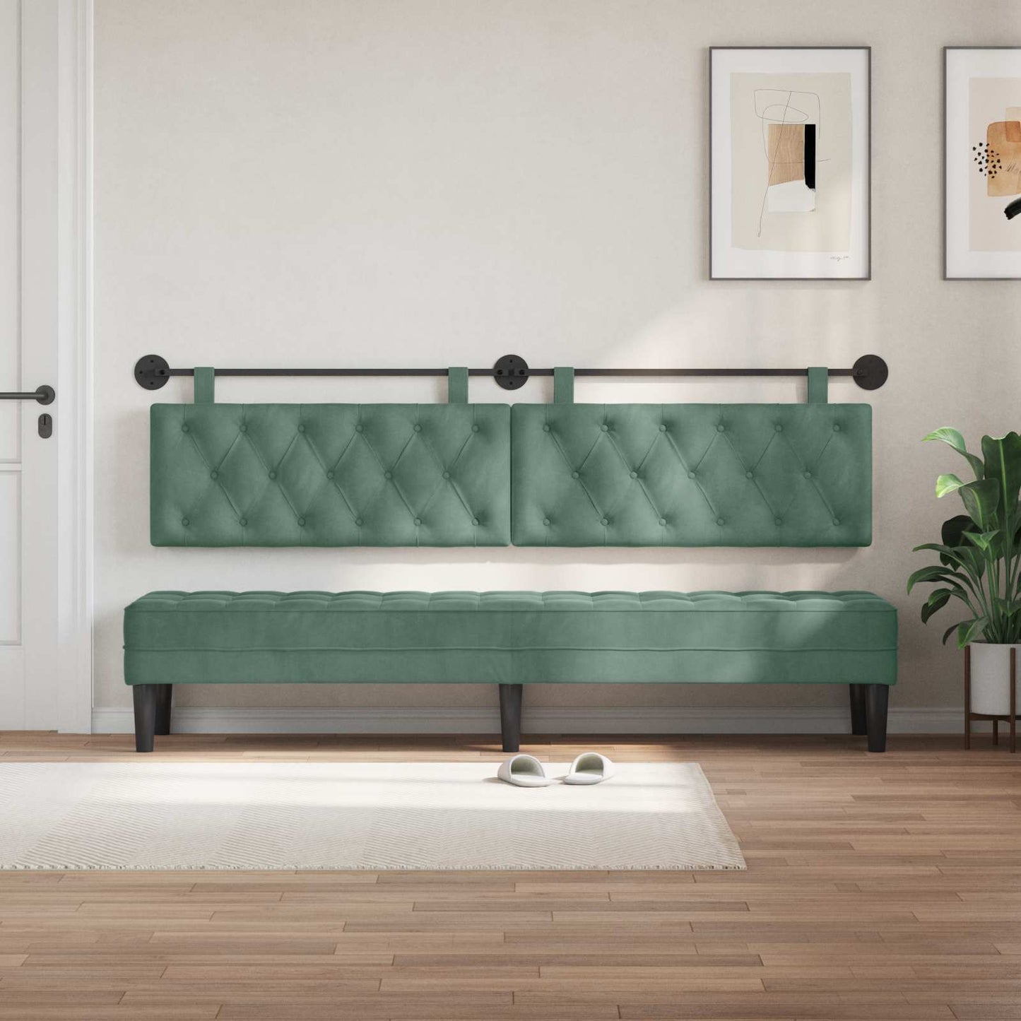 Hangend Hoofdeinde Zeegroen 210 x 55 x 7 cm Fluweel