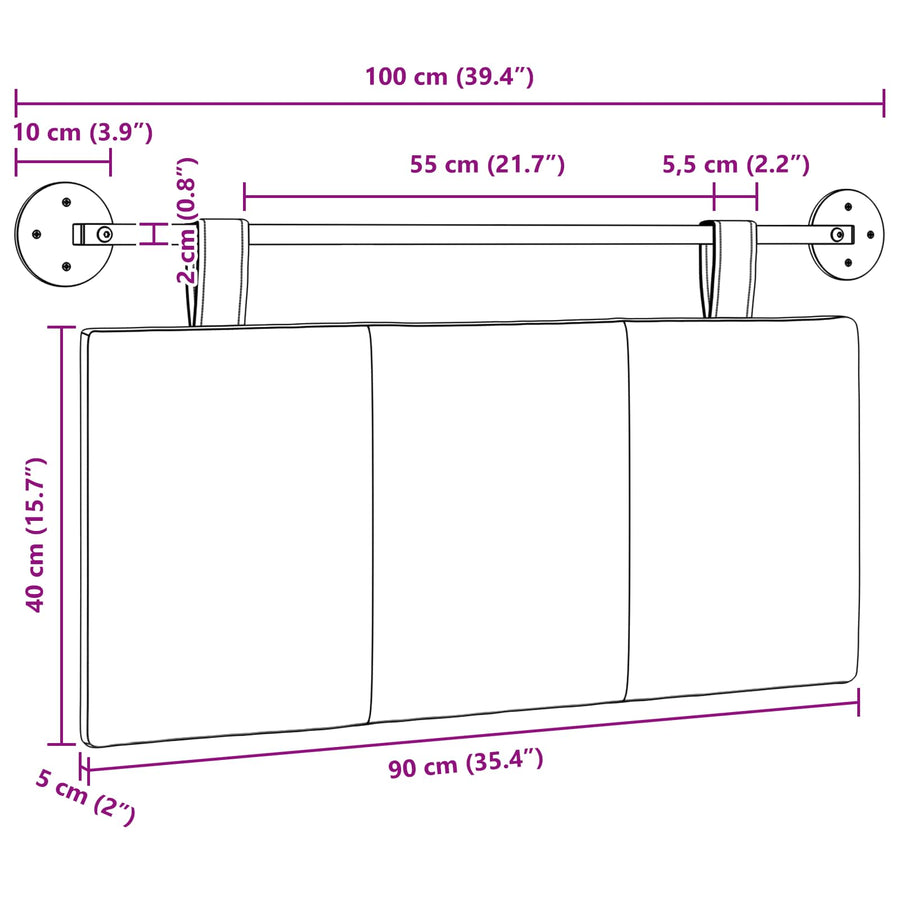 Hangend Hoofdeinde Gestreept Donkerbruin 100 x 55 x 5 cm Stof