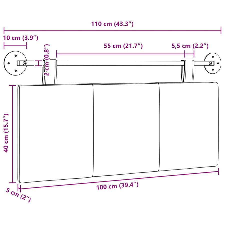 Hangend Hoofdeinde Wandgemonteerd Crème 110 x 55 x 5 cm Stof