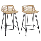 Bar stool 2 pcs Natural 44 x 45 x 76 cm Rattan and steel