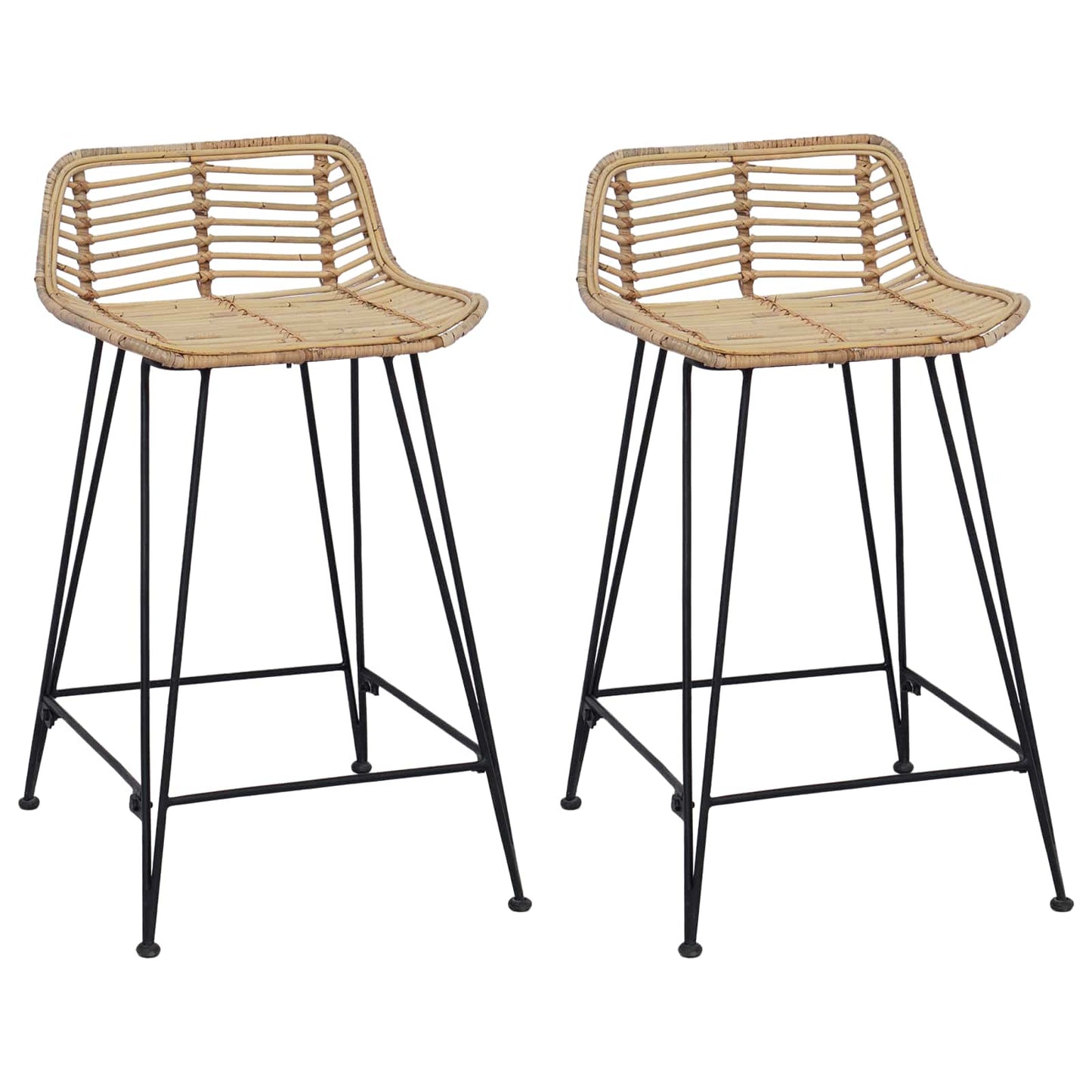 Barkruk 2 pcs Naturel 44 x 45 x 76 cm Rattan en staal