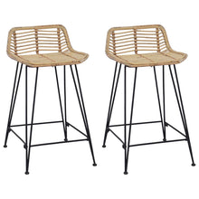 Barkruk 2 pcs Naturel 44 x 45 x 76 cm Rattan en staal