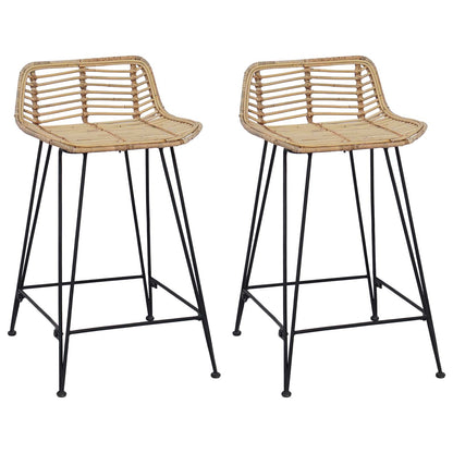 Barkruk 2 pcs Naturel 44 x 45 x 76 cm Rattan en staal