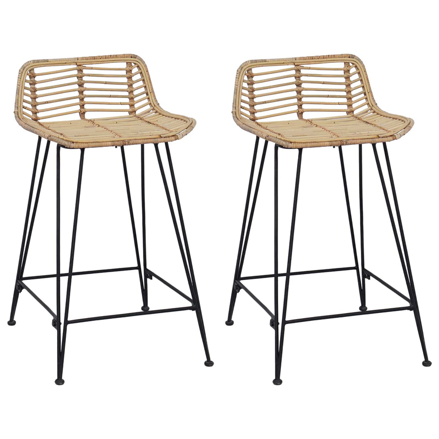 Barkruk 2 pcs Naturel 44 x 45 x 76 cm Rattan en staal