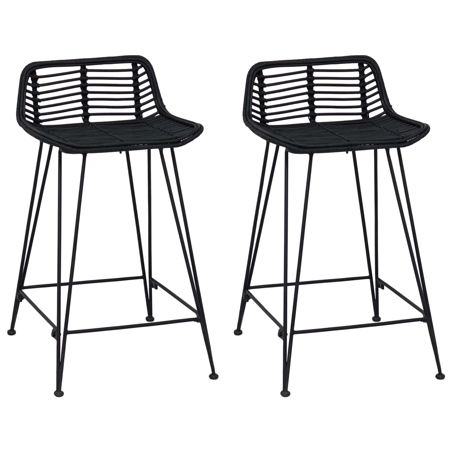Barkruk 2 pcs Zwart 44 x 45 x 76 cm Rattan en staal