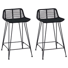 Barkruk 2 pcs Zwart 44 x 45 x 76 cm Rattan en staal