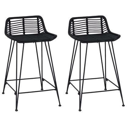 Barkruk 2 pcs Zwart 44 x 45 x 76 cm Rattan en staal