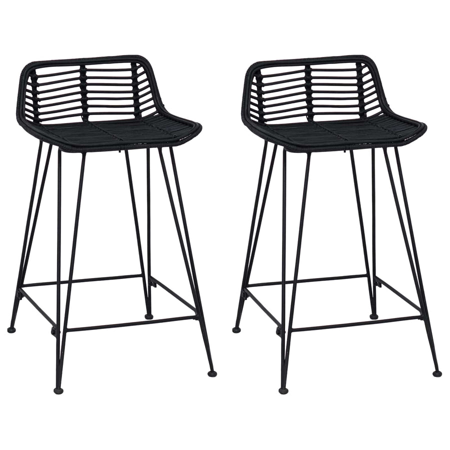 Barkruk 2 pcs Zwart 44 x 45 x 76 cm Rattan en staal