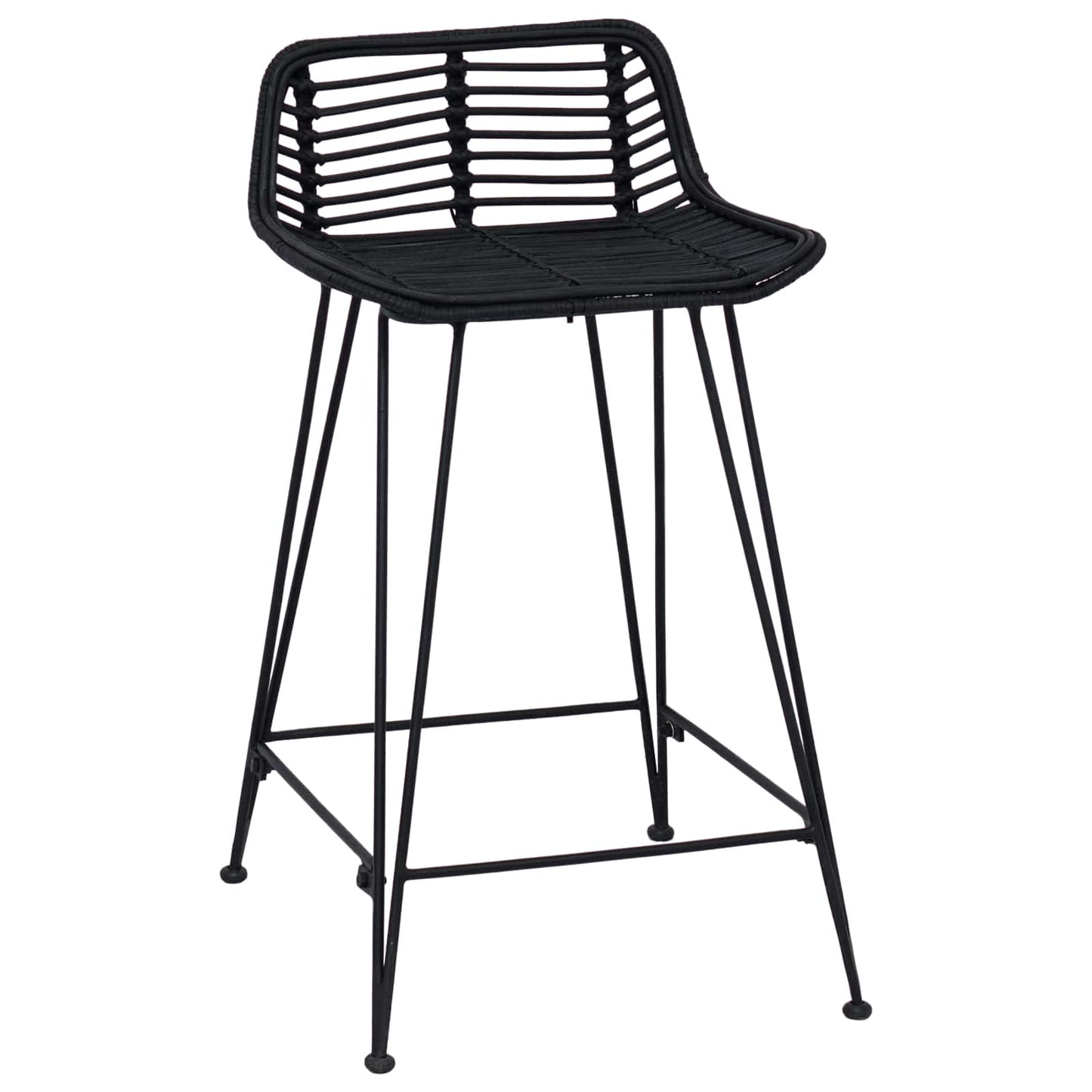 Barkruk 2 pcs Zwart 44 x 45 x 76 cm Rattan en staal