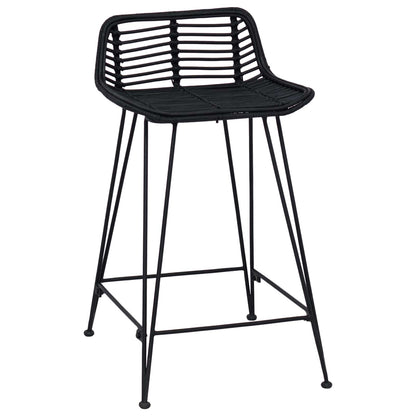Barkruk 2 pcs Zwart 44 x 45 x 76 cm Rattan en staal