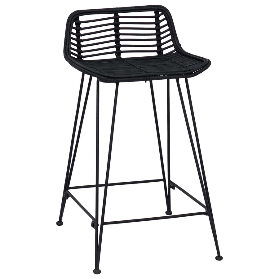 Barkruk 2 pcs Zwart 44 x 45 x 76 cm Rattan en staal