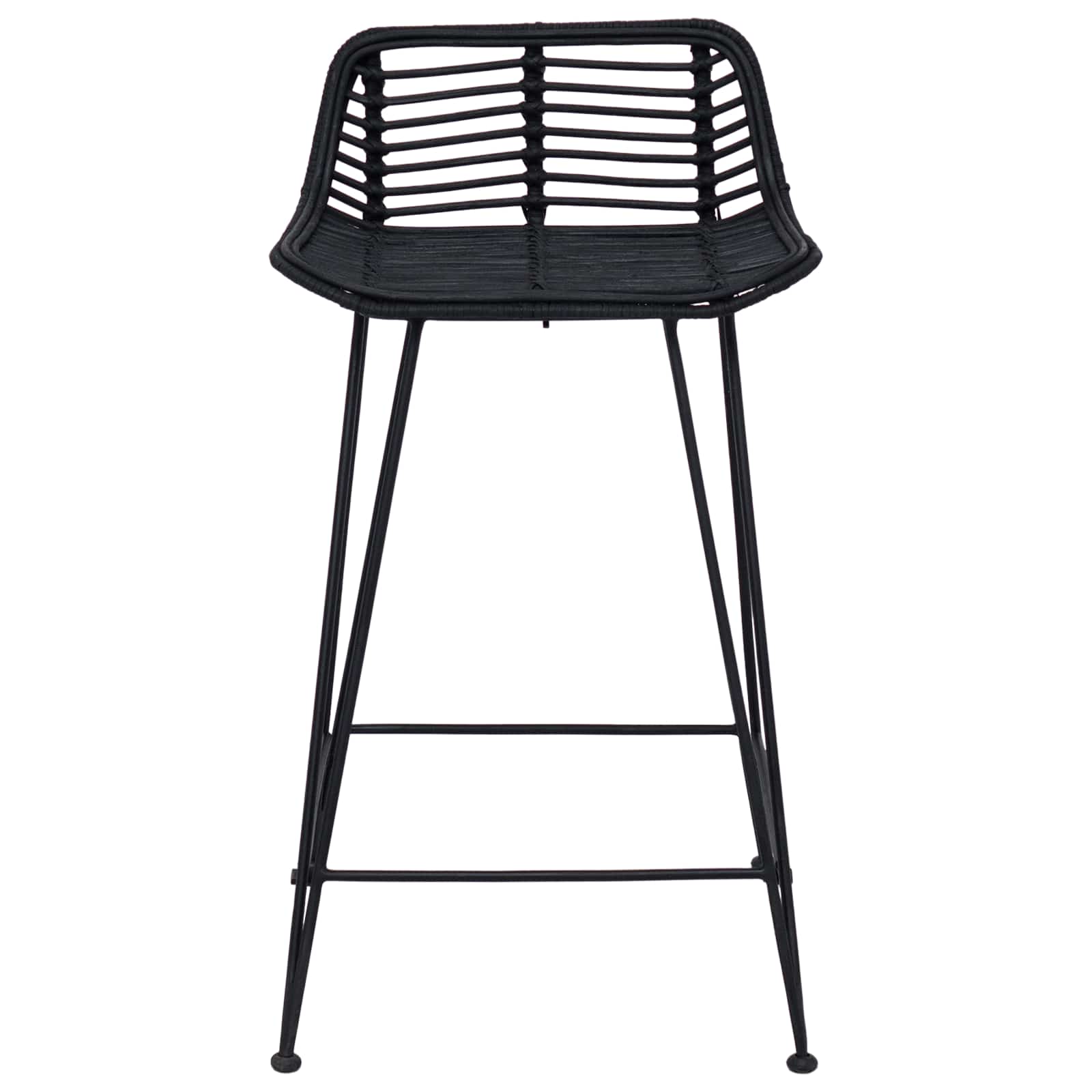 Barkruk 2 pcs Zwart 44 x 45 x 76 cm Rattan en staal