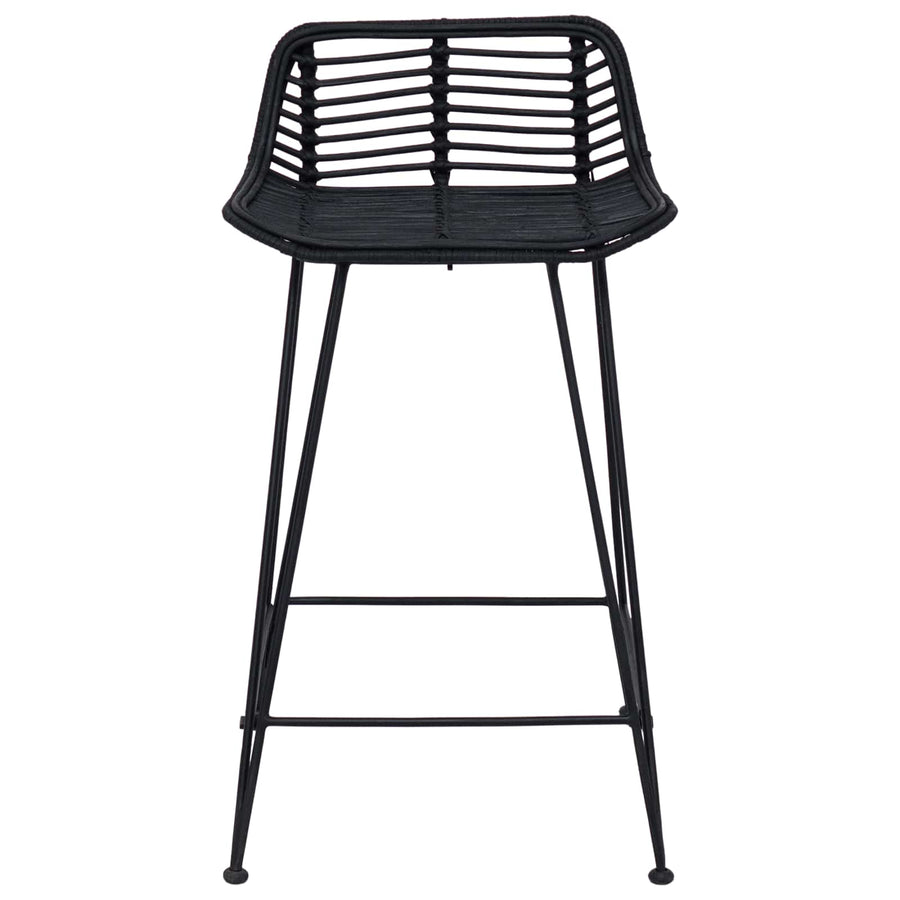 Barkruk 2 pcs Zwart 44 x 45 x 76 cm Rattan en staal