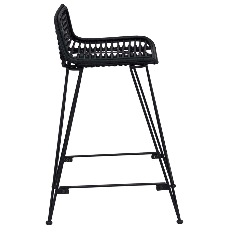 Barkruk 2 pcs Zwart 44 x 45 x 76 cm Rattan en staal