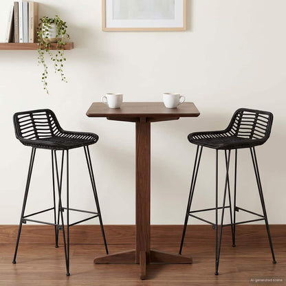 Barkruk 2 st Zwart 44 x 46 x 91 cm Rattan en staal