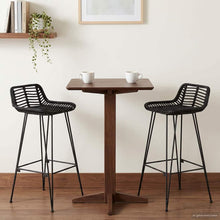 Barkruk 2 st Zwart 44 x 46 x 91 cm Rattan en staal