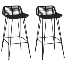 Barkruk 2 st Zwart 44 x 46 x 91 cm Rattan en staal