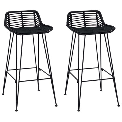 Barkruk 2 st Zwart 44 x 46 x 91 cm Rattan en staal