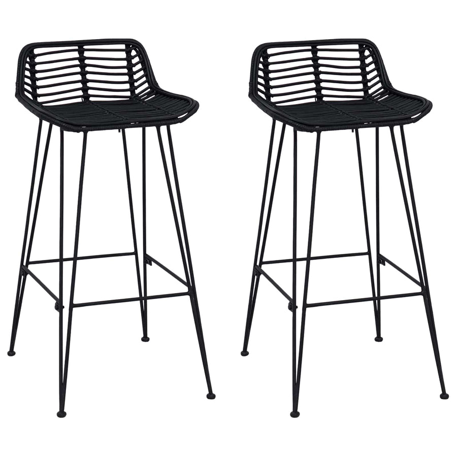 Barkruk 2 st Zwart 44 x 46 x 91 cm Rattan en staal