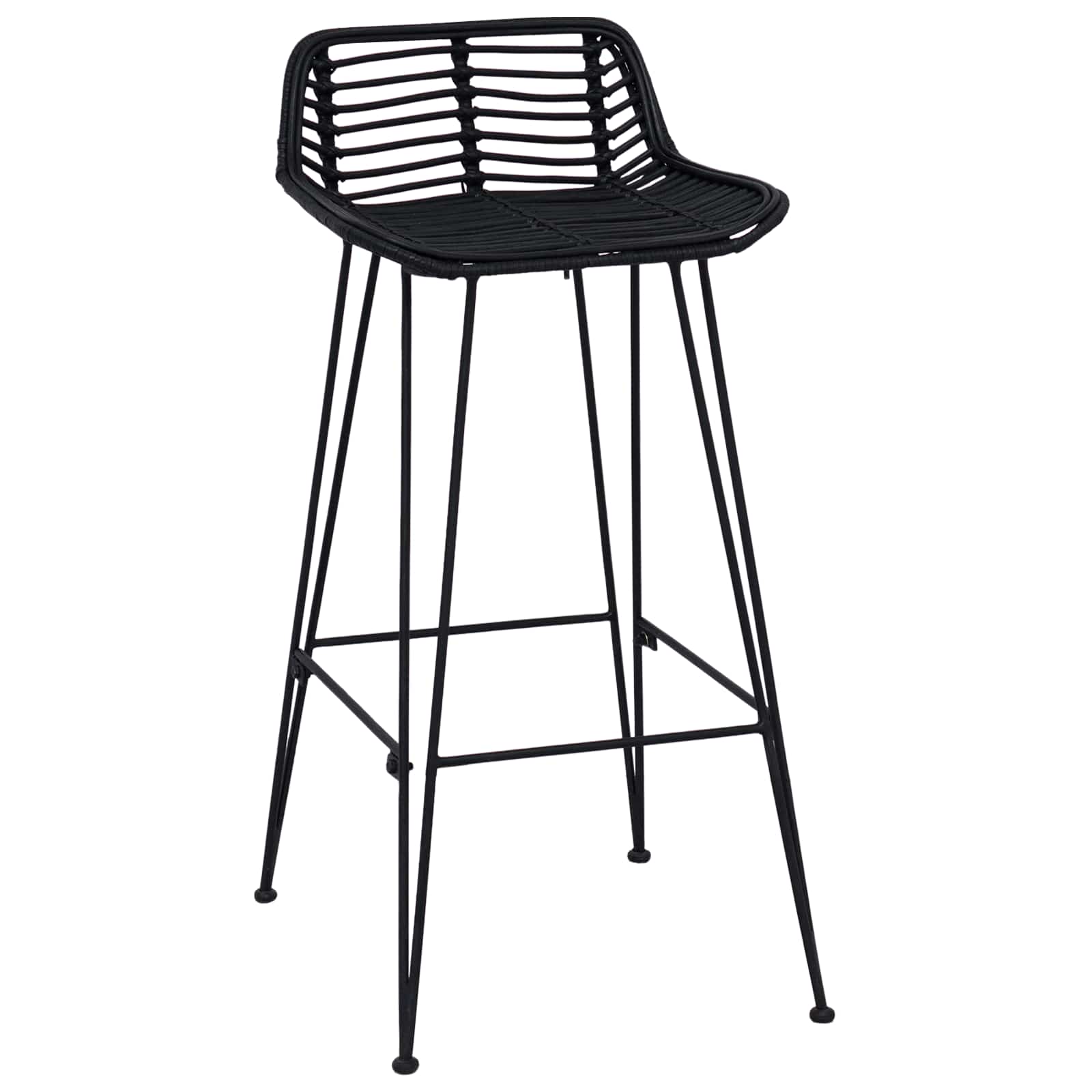 Barkruk 2 st Zwart 44 x 46 x 91 cm Rattan en staal