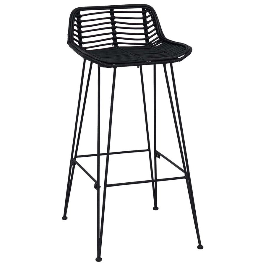 Barkruk 2 st Zwart 44 x 46 x 91 cm Rattan en staal