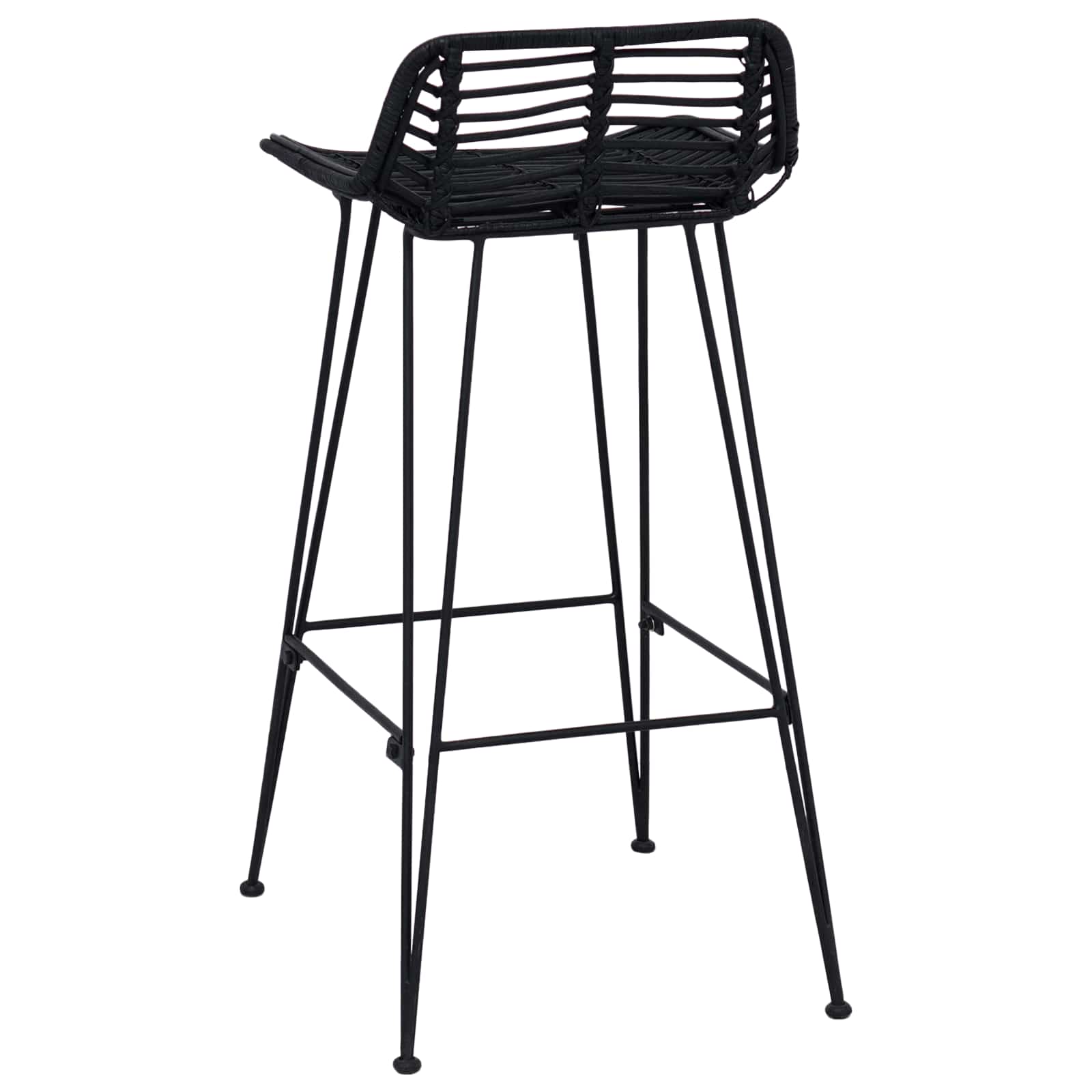 Barkruk 2 st Zwart 44 x 46 x 91 cm Rattan en staal