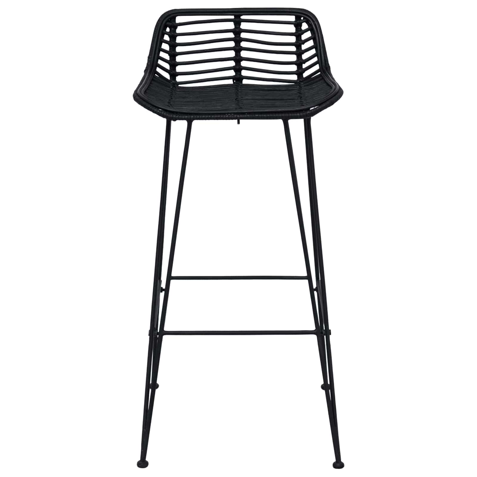 Barkruk 2 st Zwart 44 x 46 x 91 cm Rattan en staal