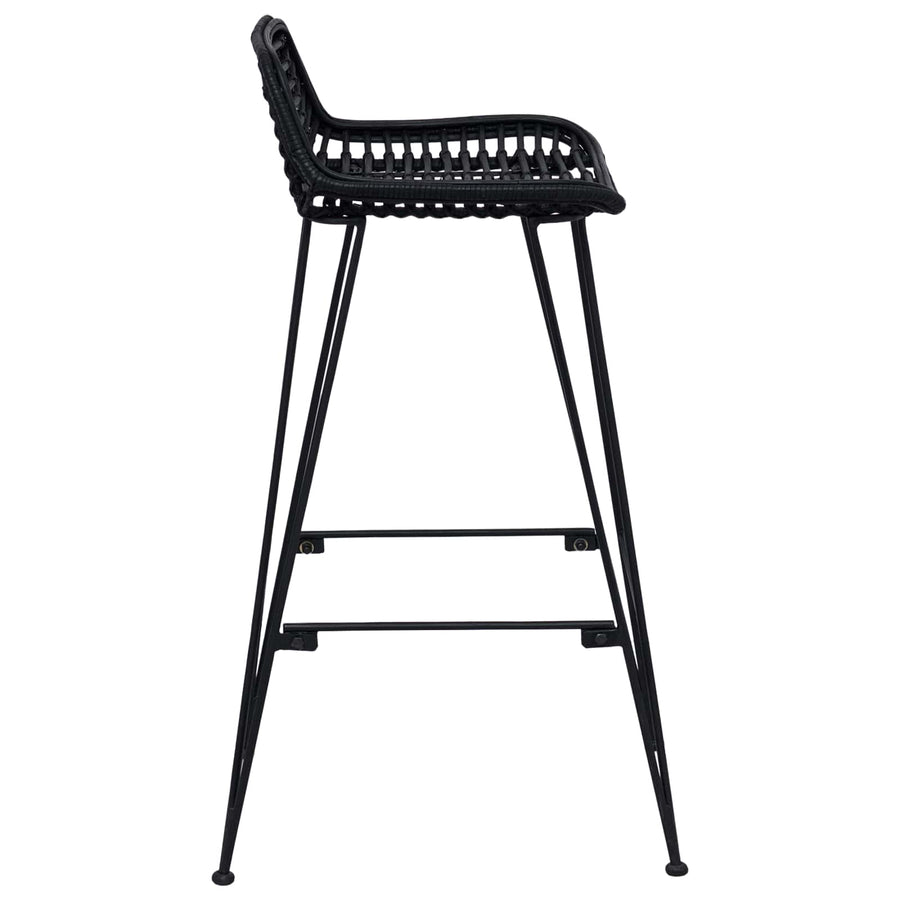 Barkruk 2 st Zwart 44 x 46 x 91 cm Rattan en staal