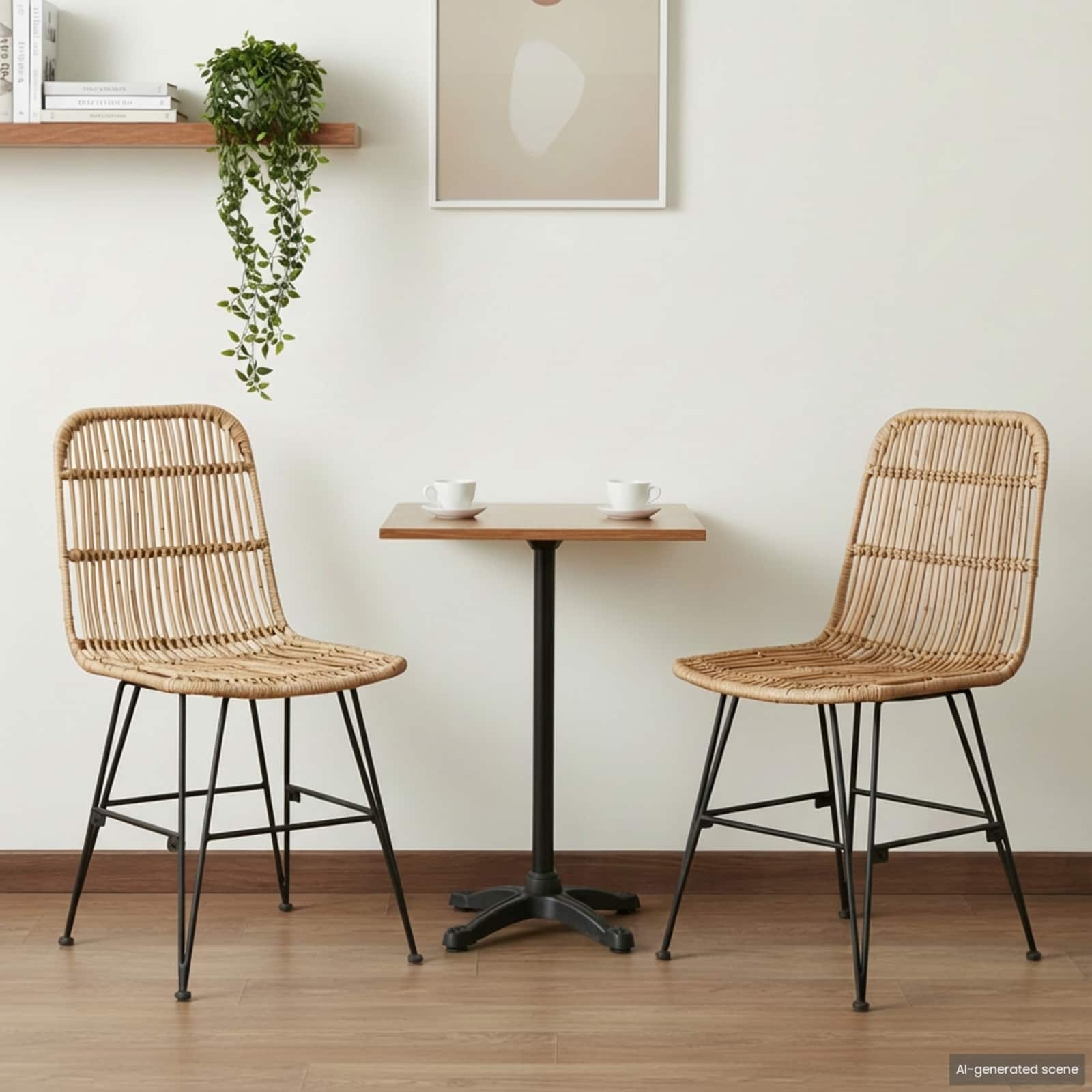 Eetkamerstoel 2 pcs Naturel 41 x 55 x 85 cm Rattan en staal