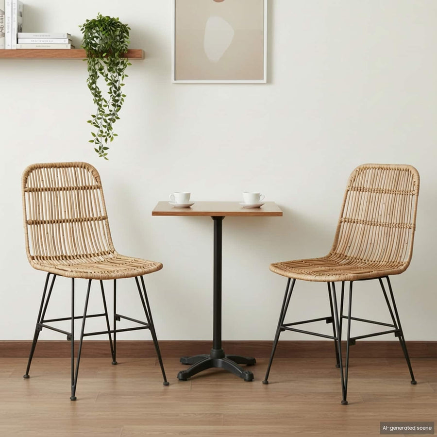 Eetkamerstoel 2 pcs Naturel 41 x 55 x 85 cm Rattan en staal
