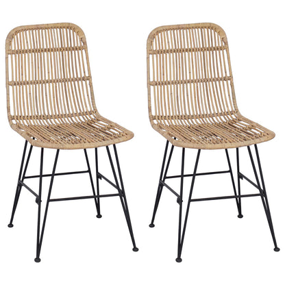 Eetkamerstoel 2 pcs Naturel 41 x 55 x 85 cm Rattan en staal