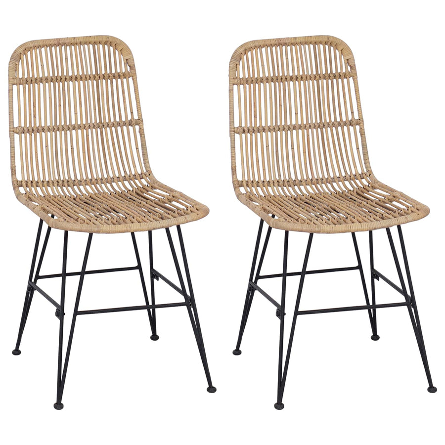 Eetkamerstoel 2 pcs Naturel 41 x 55 x 85 cm Rattan en staal