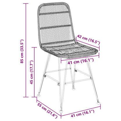 Eetkamerstoel 2 pcs Naturel 41 x 55 x 85 cm Rattan en staal