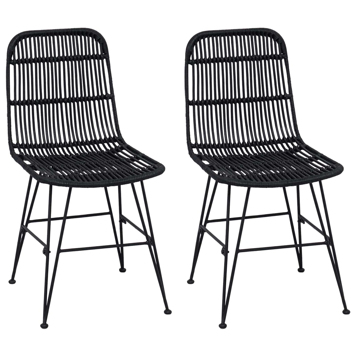 Eetkamerstoel 2 pcs Zwart 41 x 55 x 85 cm Rattan en staal