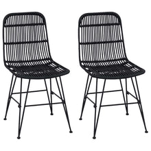 Eetkamerstoel 2 pcs Zwart 41 x 55 x 85 cm Rattan en staal