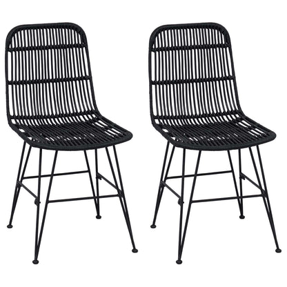 Eetkamerstoel 2 pcs Zwart 41 x 55 x 85 cm Rattan en staal