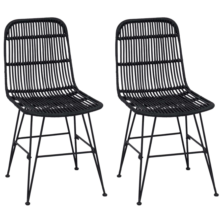 Eetkamerstoel 2 pcs Zwart 41 x 55 x 85 cm Rattan en staal