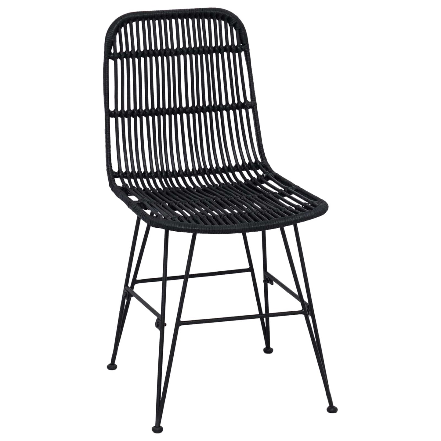 Eetkamerstoel 2 pcs Zwart 41 x 55 x 85 cm Rattan en staal
