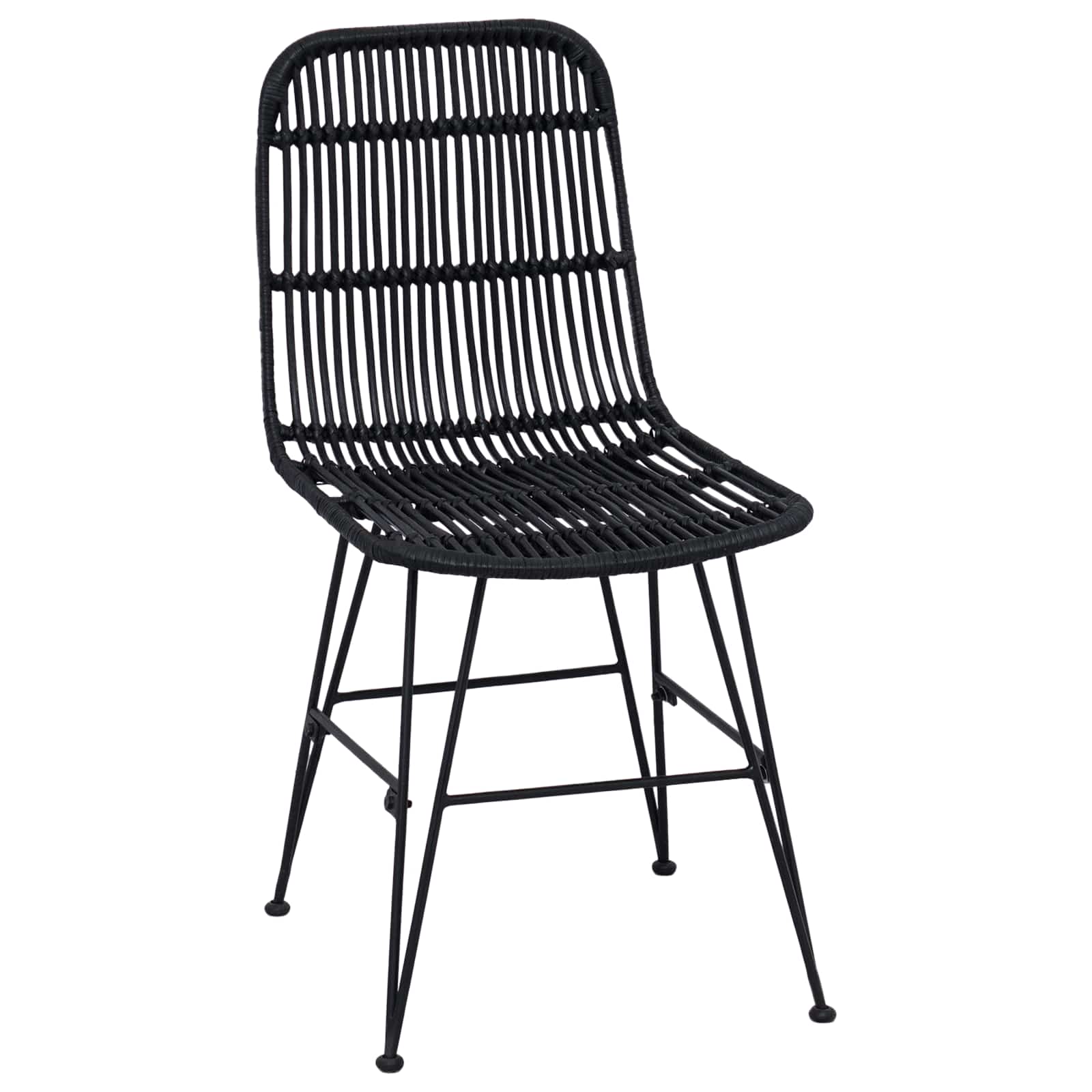 Eetkamerstoel 2 pcs Zwart 41 x 55 x 85 cm Rattan en staal