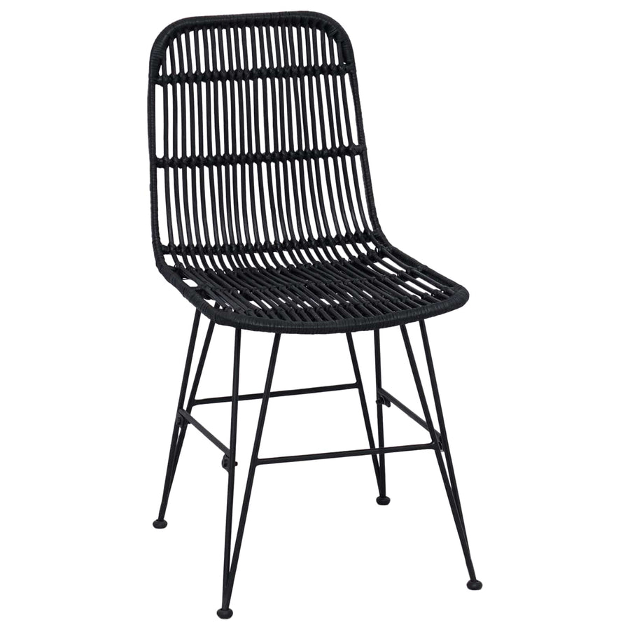 Eetkamerstoel 2 pcs Zwart 41 x 55 x 85 cm Rattan en staal