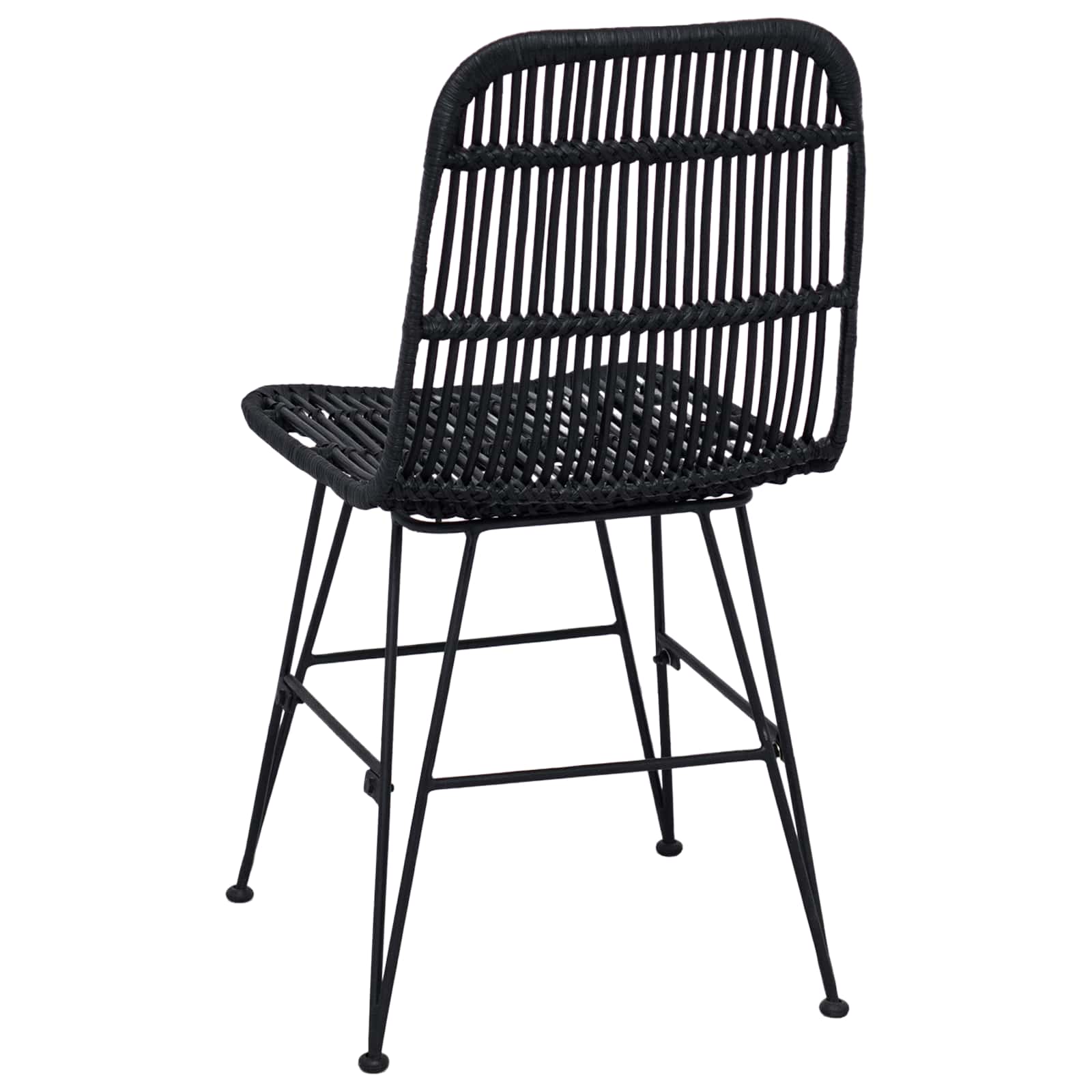 Eetkamerstoel 2 pcs Zwart 41 x 55 x 85 cm Rattan en staal