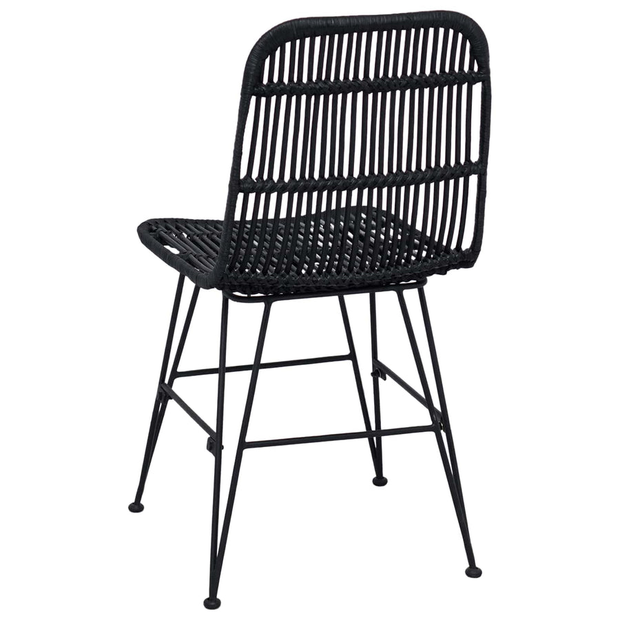 Eetkamerstoel 2 pcs Zwart 41 x 55 x 85 cm Rattan en staal