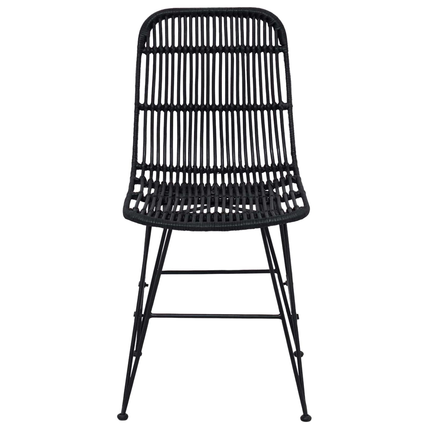 Eetkamerstoel 2 pcs Zwart 41 x 55 x 85 cm Rattan en staal