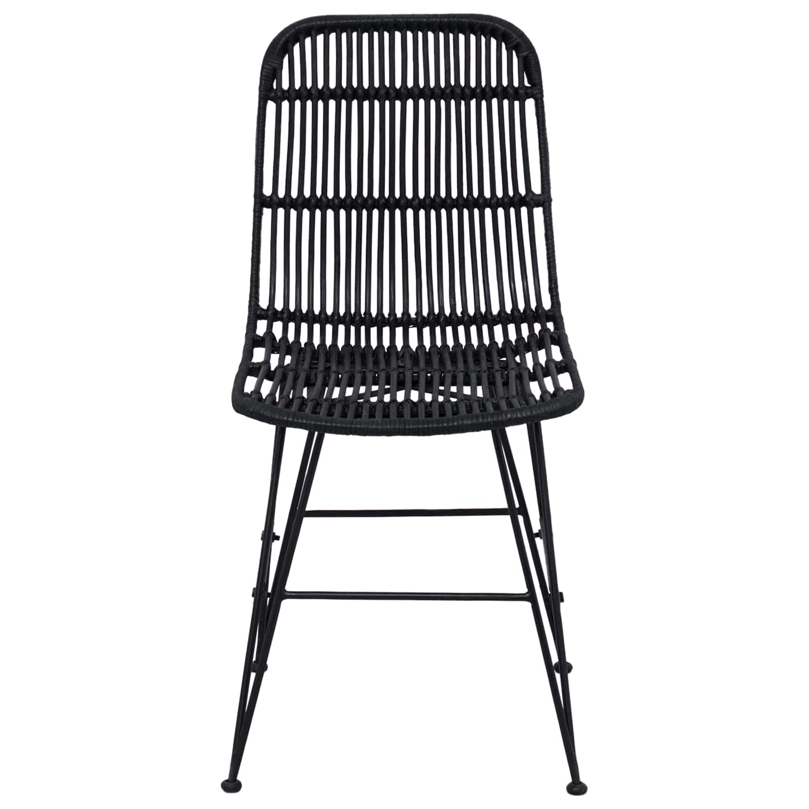Eetkamerstoel 2 pcs Zwart 41 x 55 x 85 cm Rattan en staal
