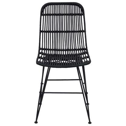 Eetkamerstoel 2 pcs Zwart 41 x 55 x 85 cm Rattan en staal
