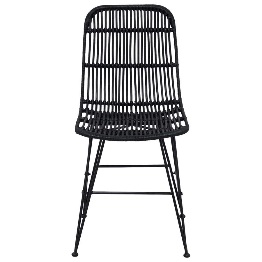 Eetkamerstoel 2 pcs Zwart 41 x 55 x 85 cm Rattan en staal